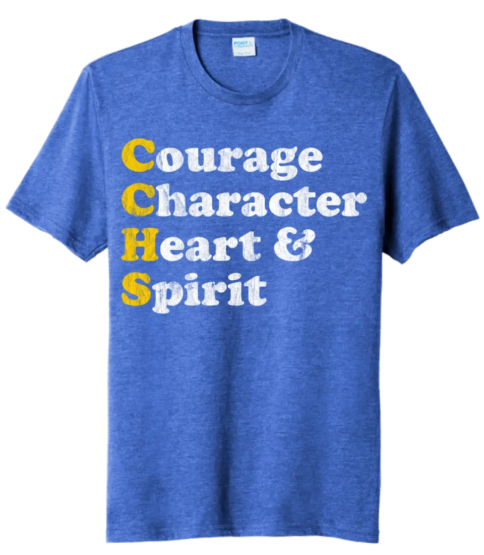 Steubenville Catholic Central Courage Character Heart Spirit Tri-Blend Tee