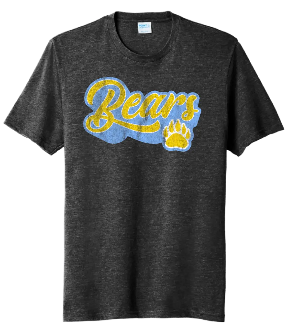 Oak Glen Distressed Script with Paw Tri-Blend Tee