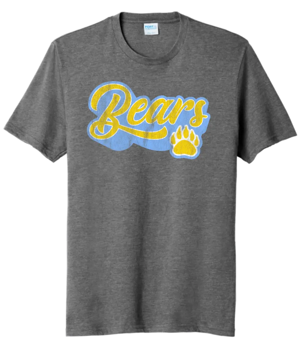 Oak Glen Distressed Script with Paw Tri-Blend Tee