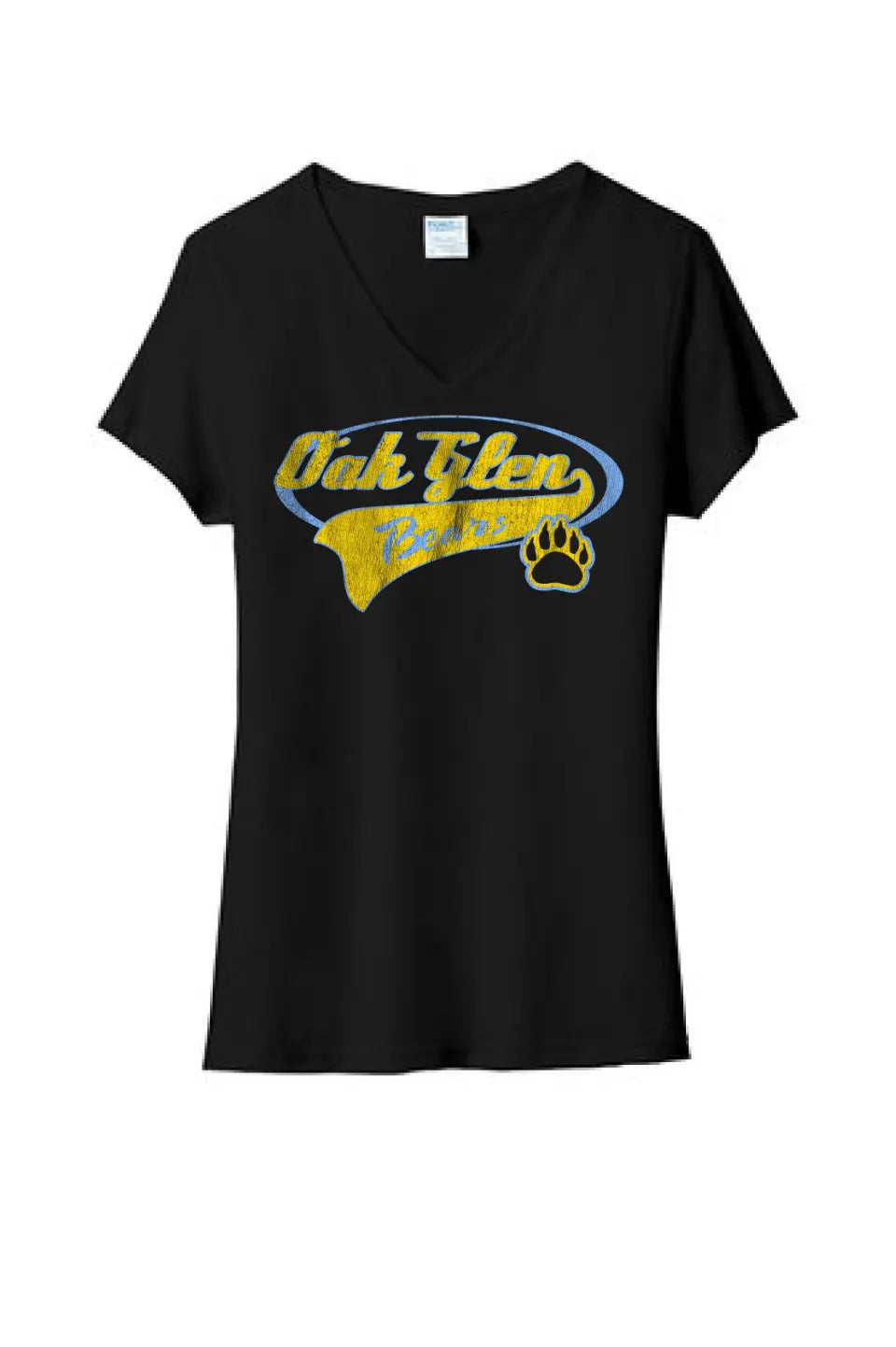 Oak Glen Distressed Tail Ladies Tri-Blend V-Neck Tee