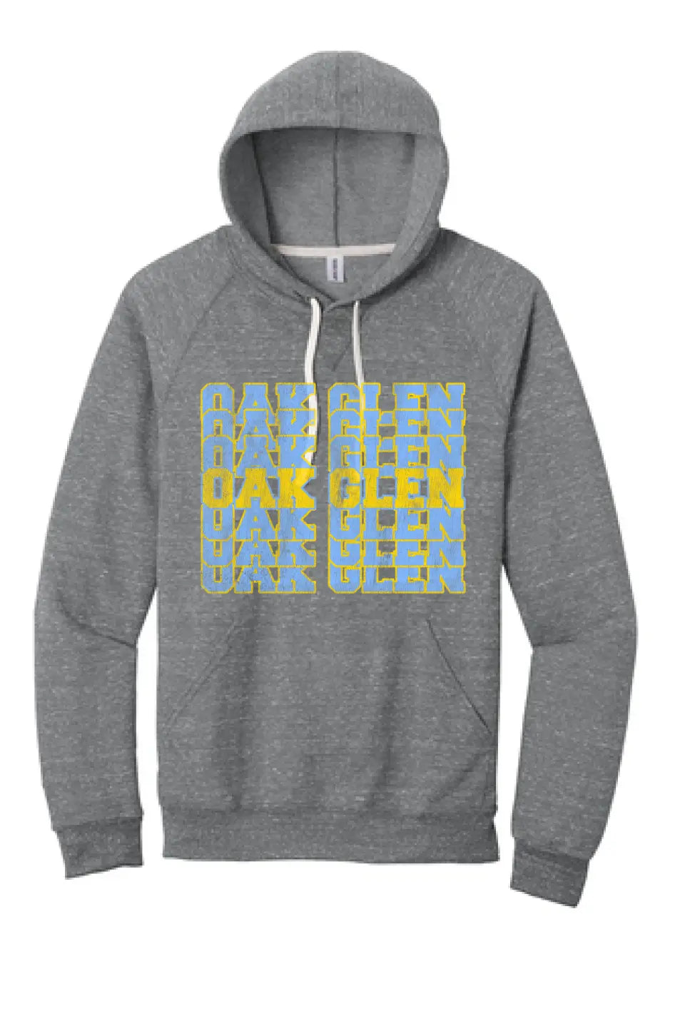 Oak Glen Distressed Repeating Snow Heather French Terry Raglan Hoodie