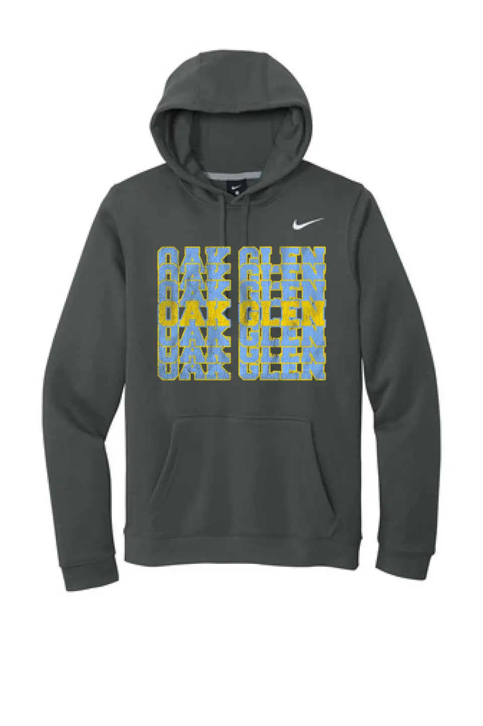 Oak Glen Distressed Repeating Nike Club Fleece Pullover Hoodie