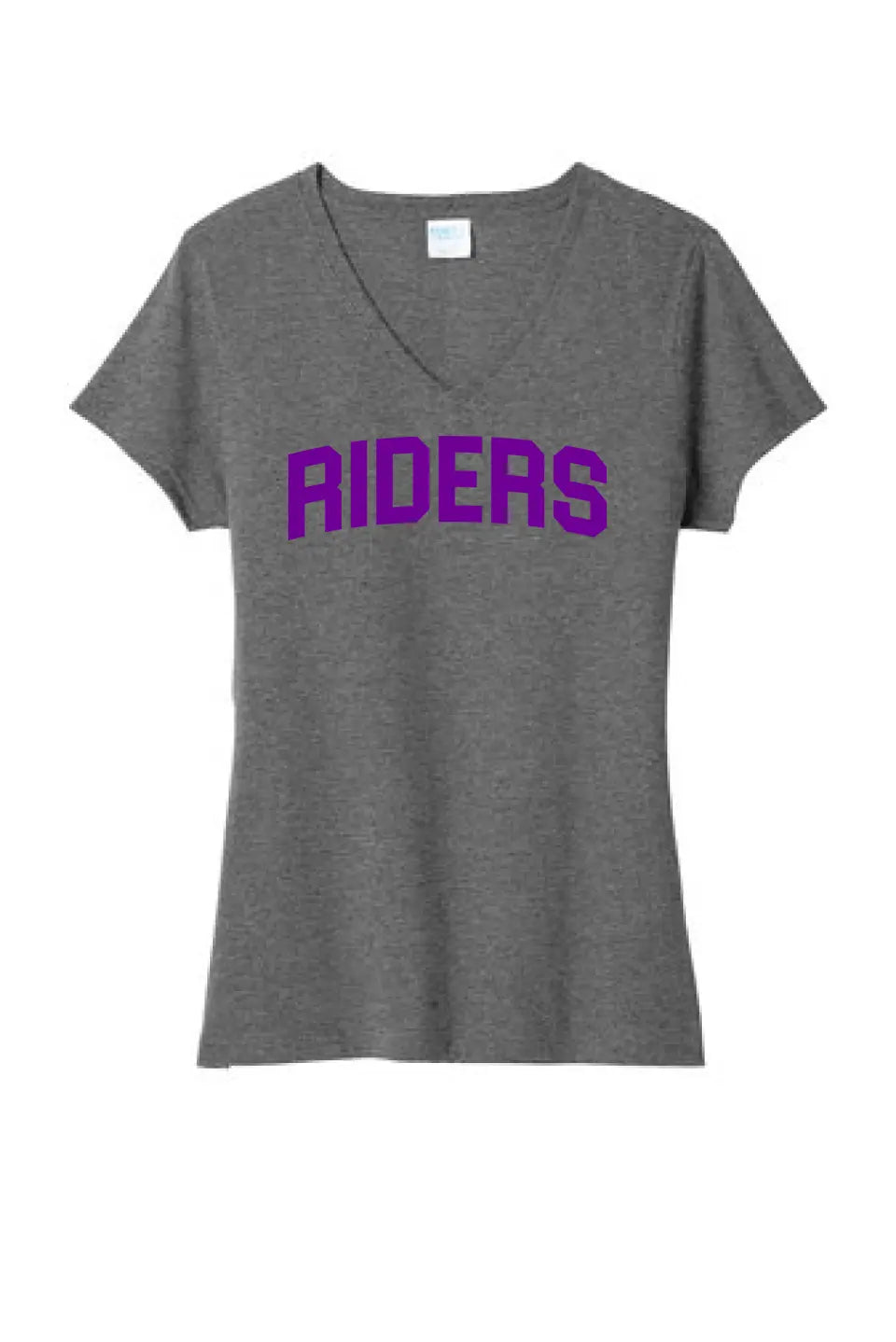 Martins Ferry Riders Purple Letters Ladies Tri-Blend V-Neck Tee