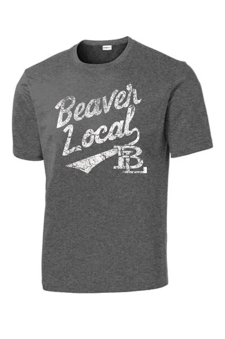 Beaver Local Script Distressed PosiCharge Competitor Tee