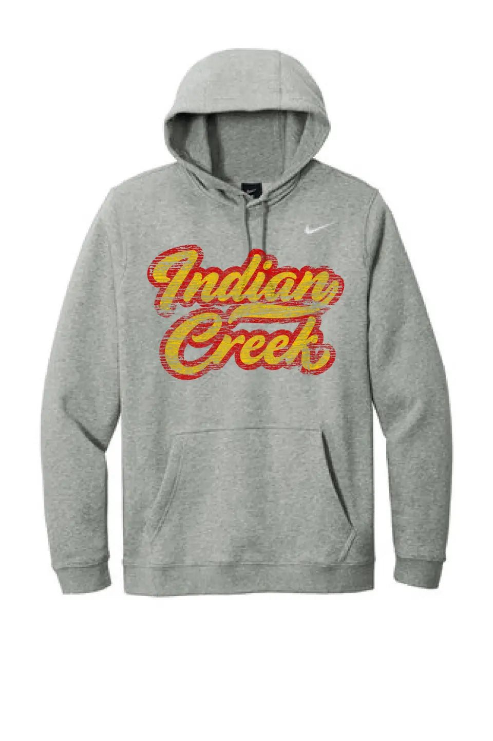 Indian Creek Distressed Script Tail Nike Club Fleece Pullover Hoodie