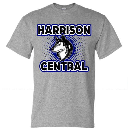 Harrison Central Huskies Background Fade Gildan DryBlend T-Shirt