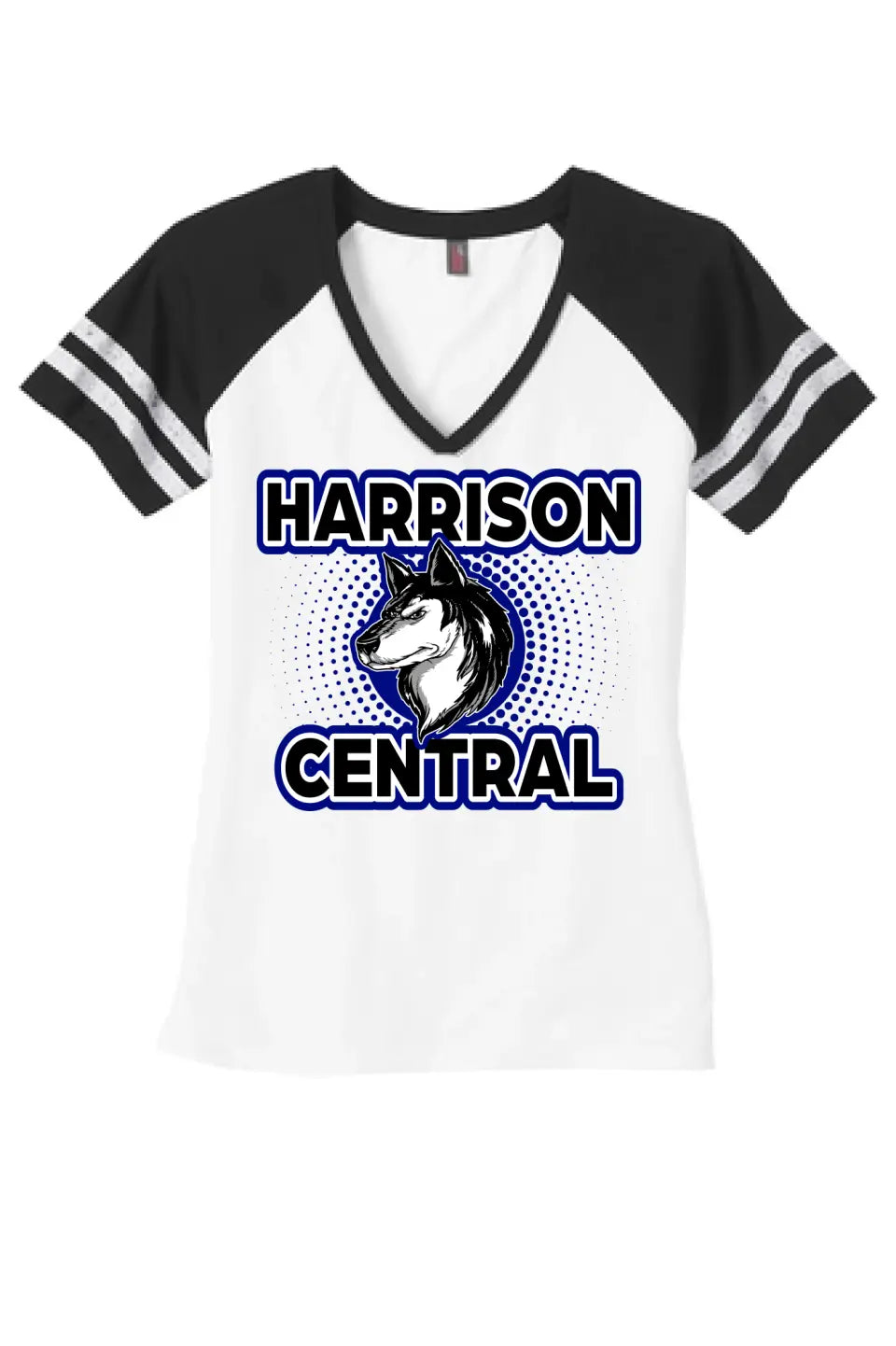 Harrison Central Huskies Background Fade Women's Game V-Neck Tee