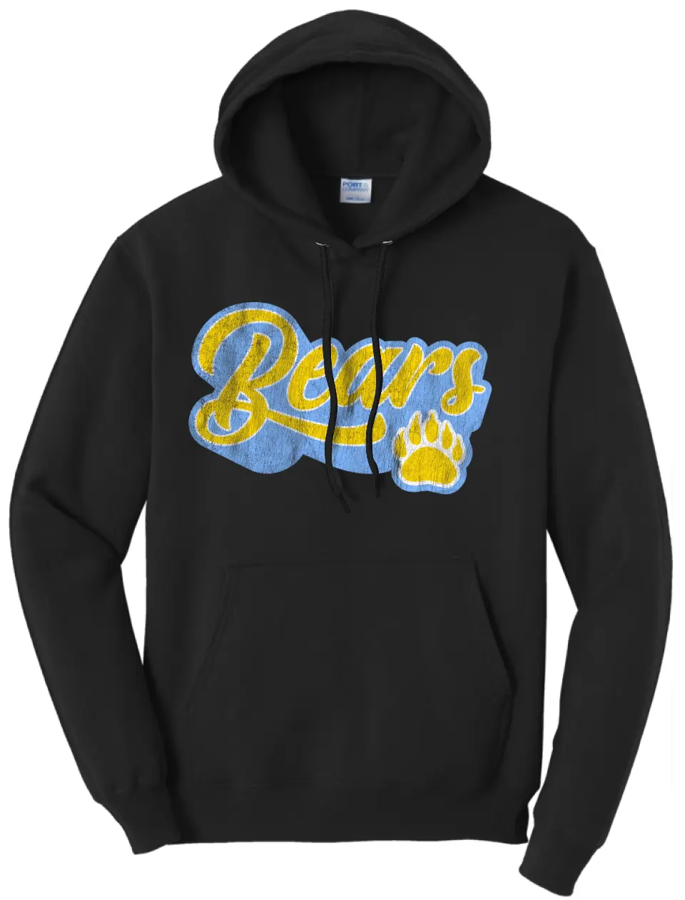 Oak Glen Distressed Scrip with Paw Core Fleece Hoodie