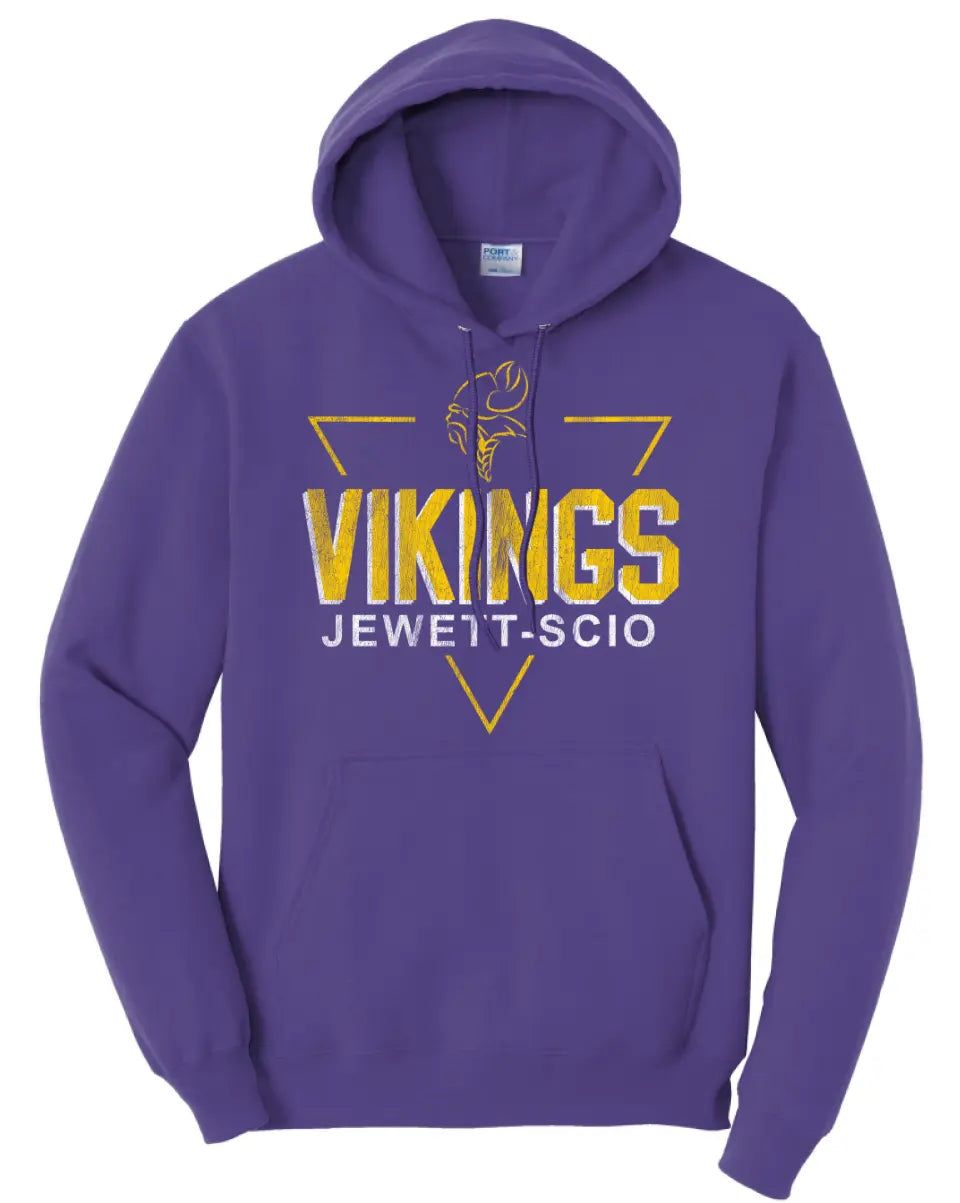 Jewett-Scio Vikings Triangle Badge Distressed Design Core Fleece Hoodie