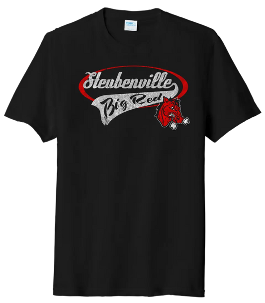 Steubenville Big Red Distressed Oval Script Tri-Blend Tee