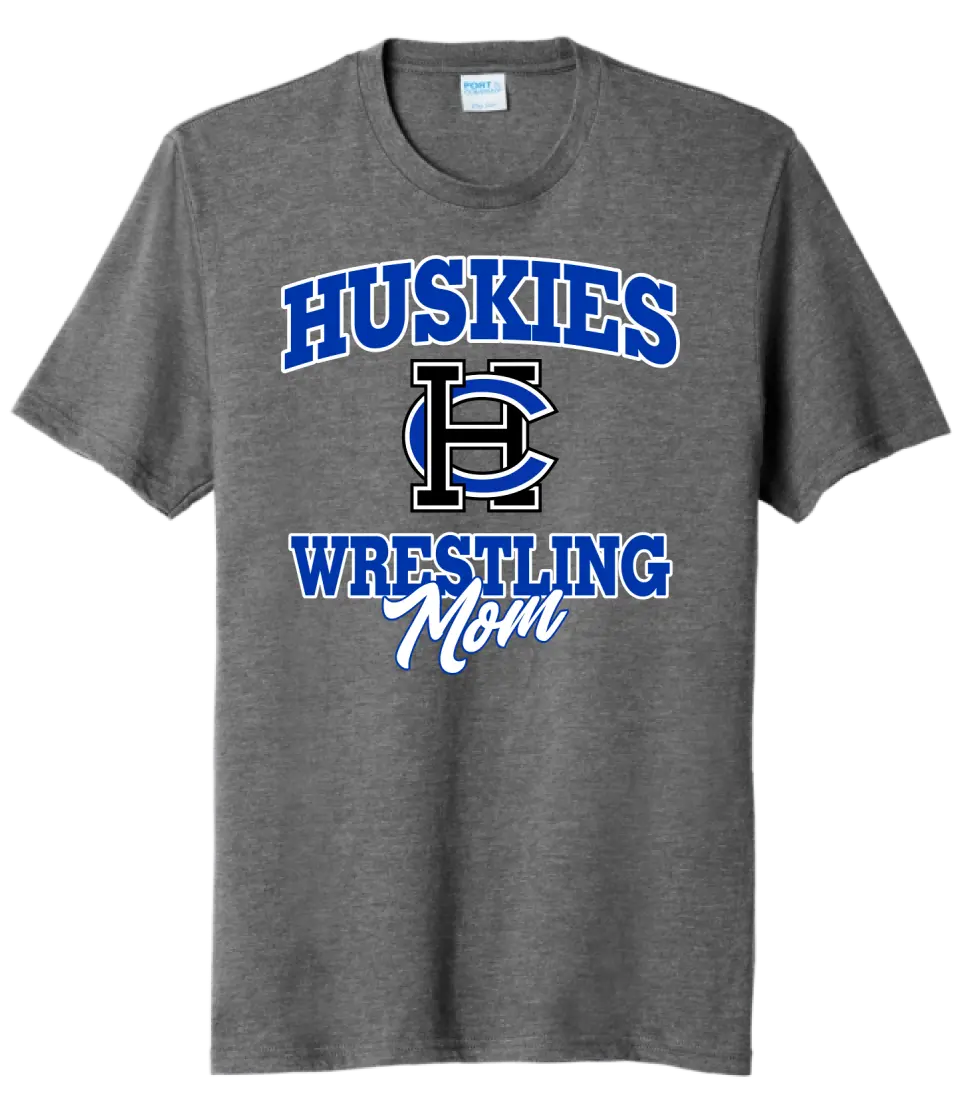 Harrison Central Huskies Wrestling Mom Tri-Blend Tee