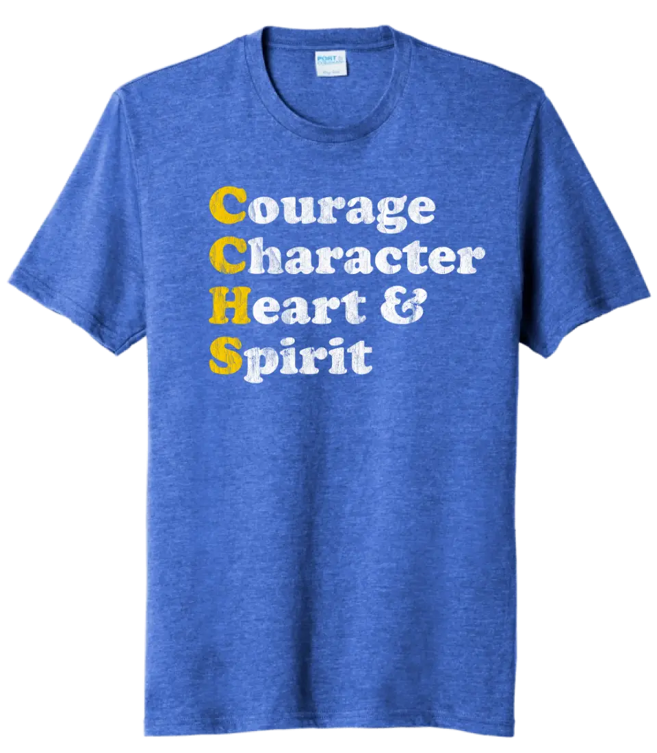 Catholic Central Courage Character Heart and Spirit Tri-Blend Tee