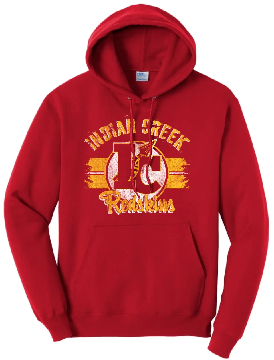 Indian Creek Distressed IC Wide Stripe Script Core Fleece Hoodie