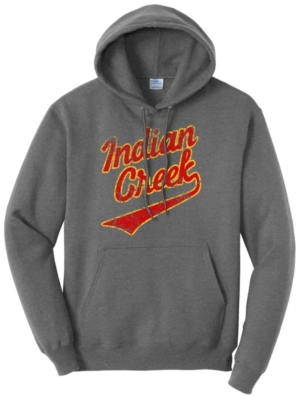 Indian Creek Distressed Cracked Script Core Fleece Hoodie