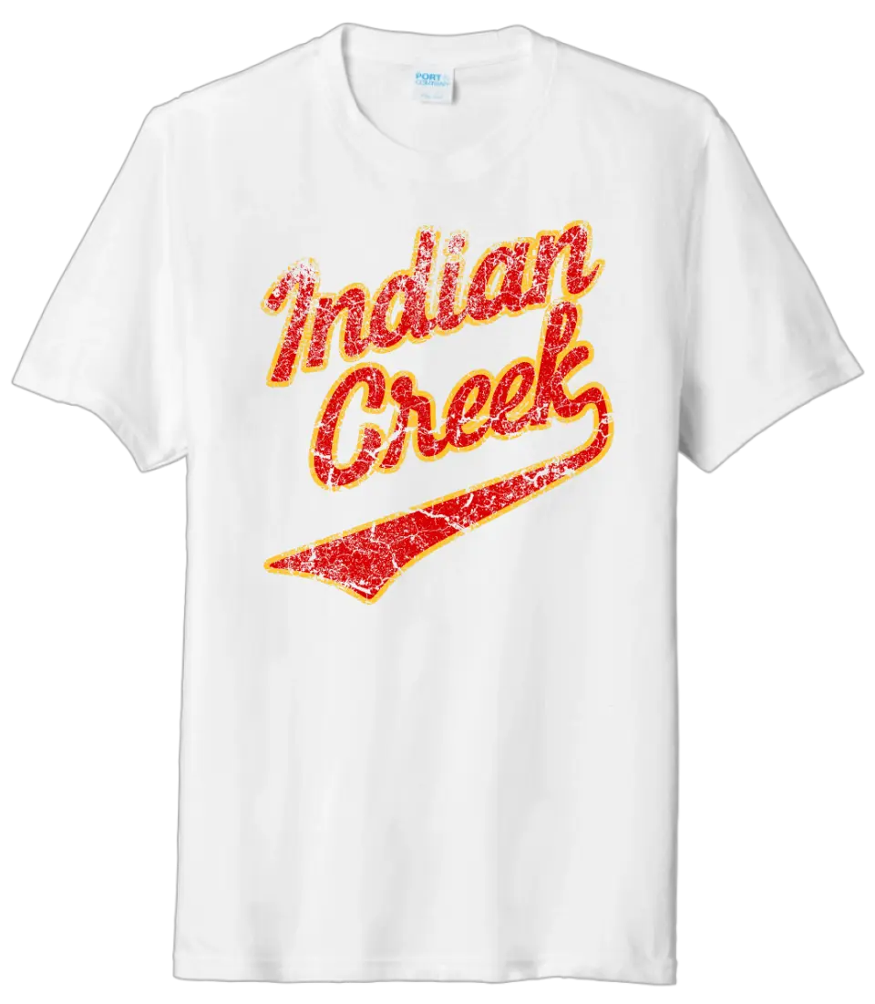 Indian Creek Distressed Cracked Script Tri-Blend Tee