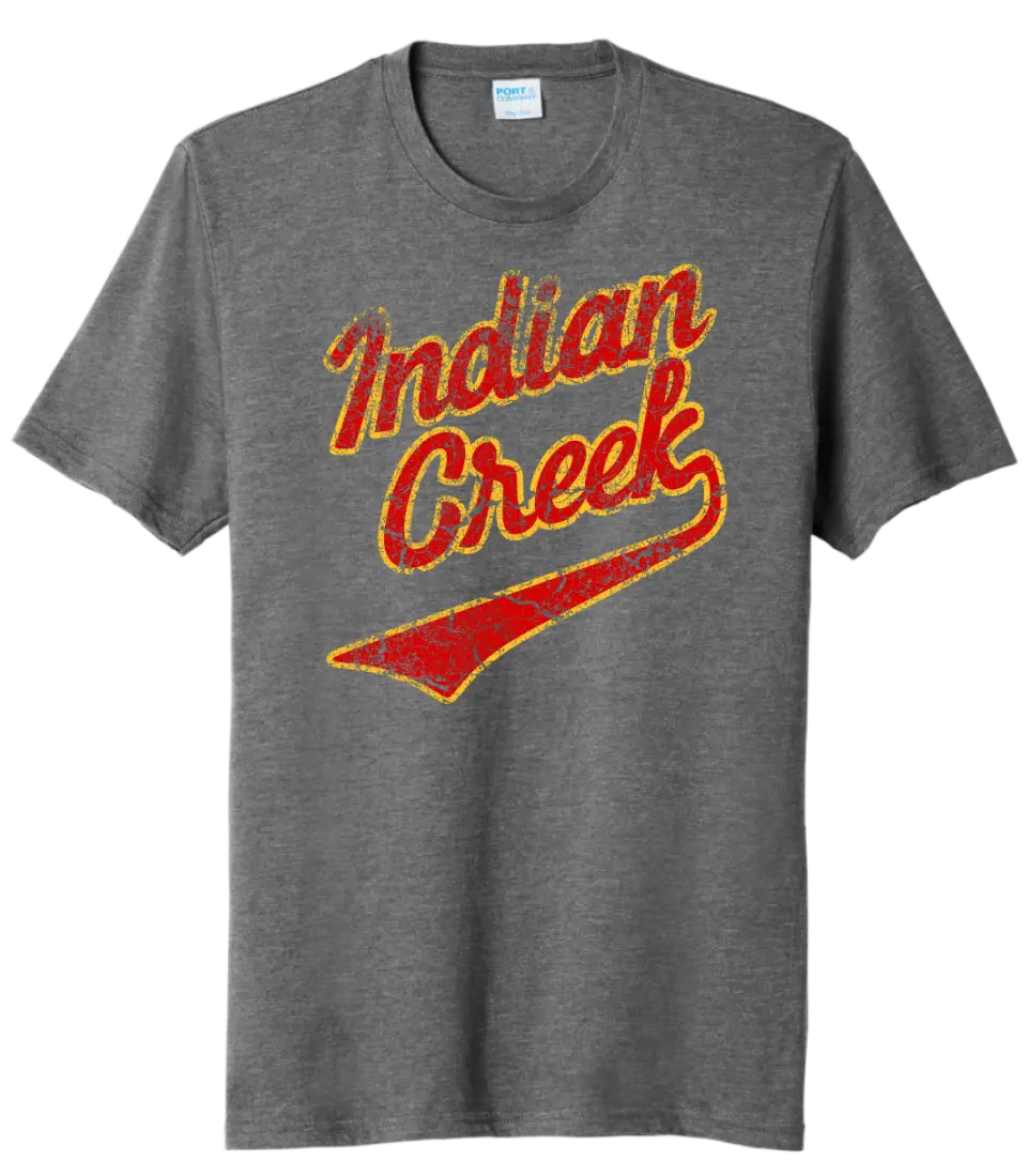 Indian Creek Distressed Cracked Script Tri-Blend Tee
