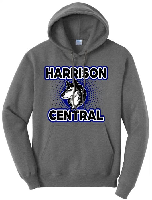 Harrison Central Huskies Background Fade Core Fleece Hoodie