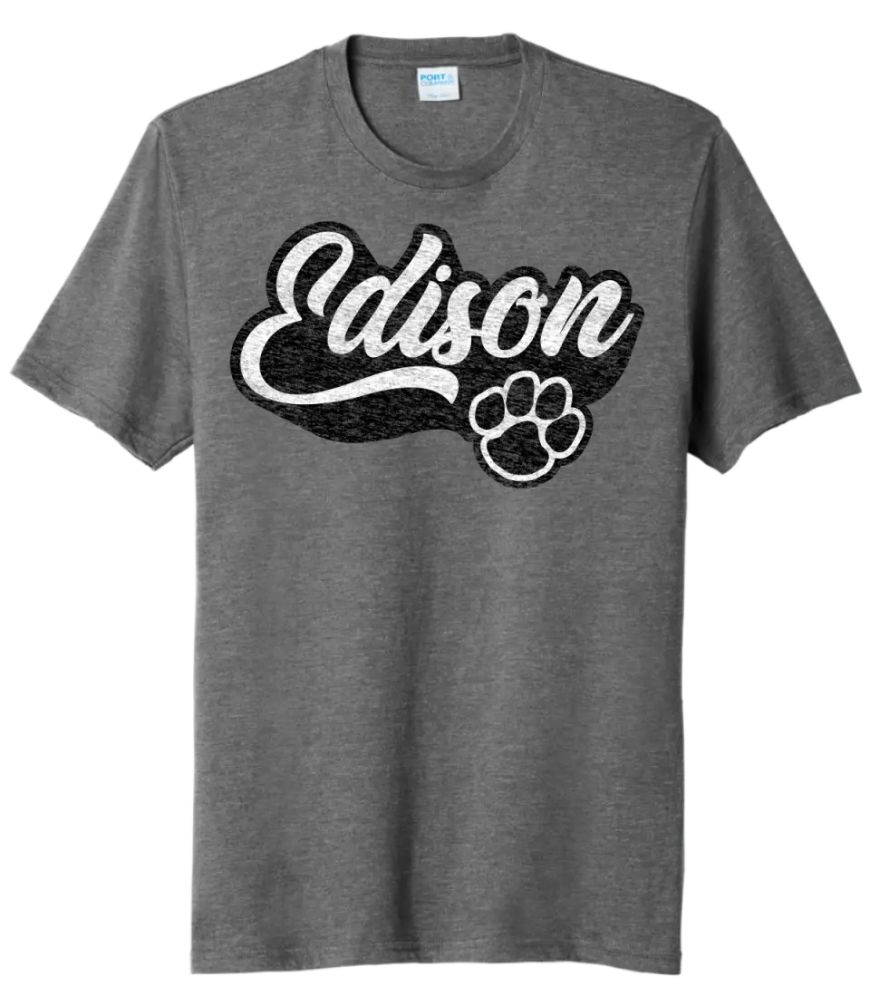 Edison Script with Paw Print Tri-Blend Tee