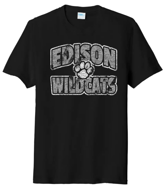 Edison Distressed Paw Tri-Blend Tee
