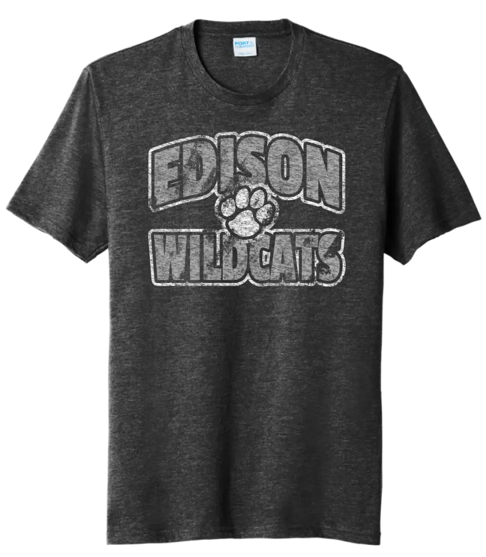 Edison Distressed Paw Tri-Blend Tee