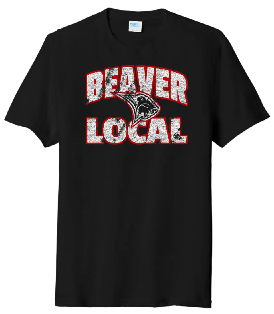 Beaver Local Bold Distressed on Black Tri-Blend Tee