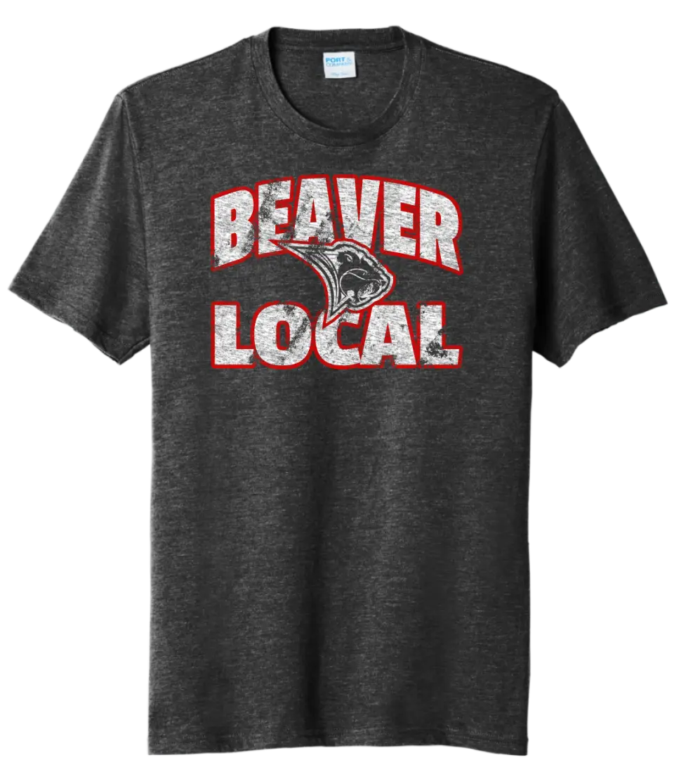 Beaver Local Bold Distressed on Black Tri-Blend Tee