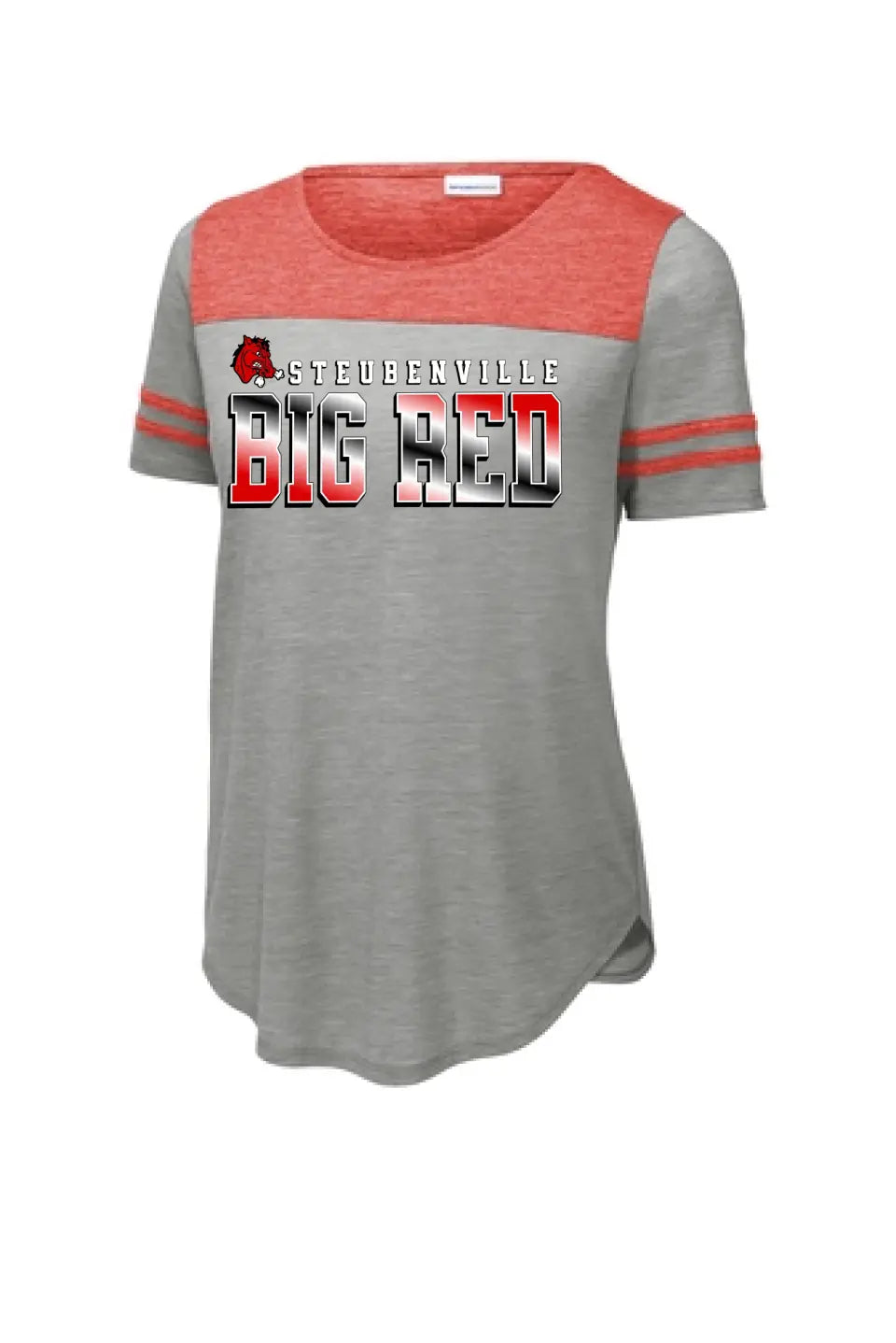 Steubenville Big Red 2024 102 Ladies PosiCharge Tri-Blend Wicking Fan Tee