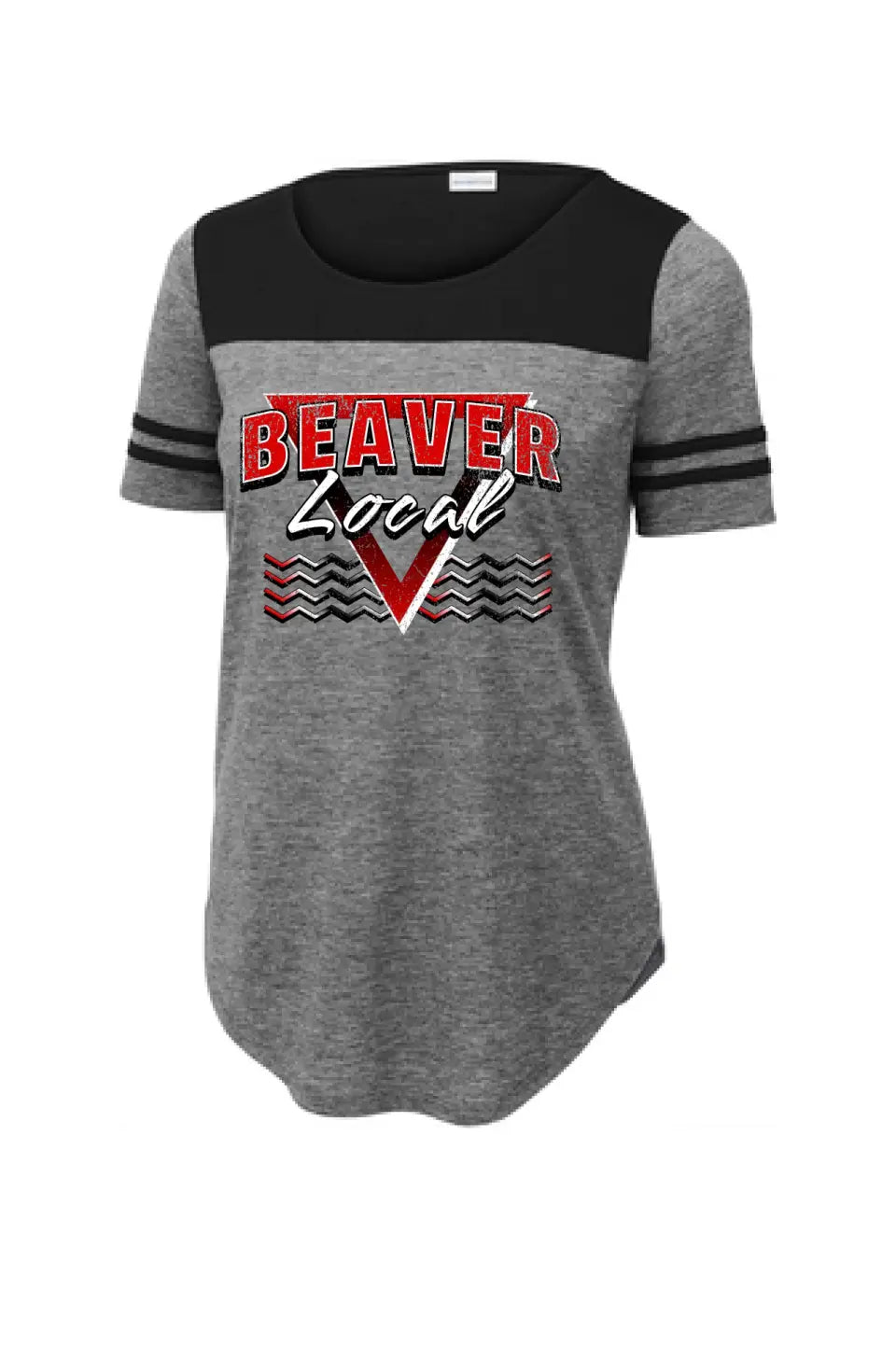 Beaver Local 2024 101 Ladies PosiCharge Tri-Blend Wicking Fan Tee