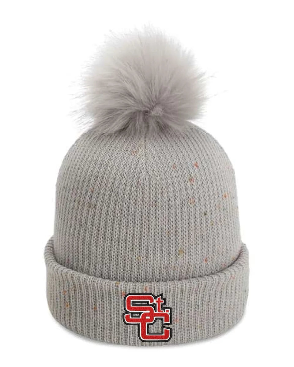 St. Clairsville Embroidery The Montage Pom Cuffed Beanie
