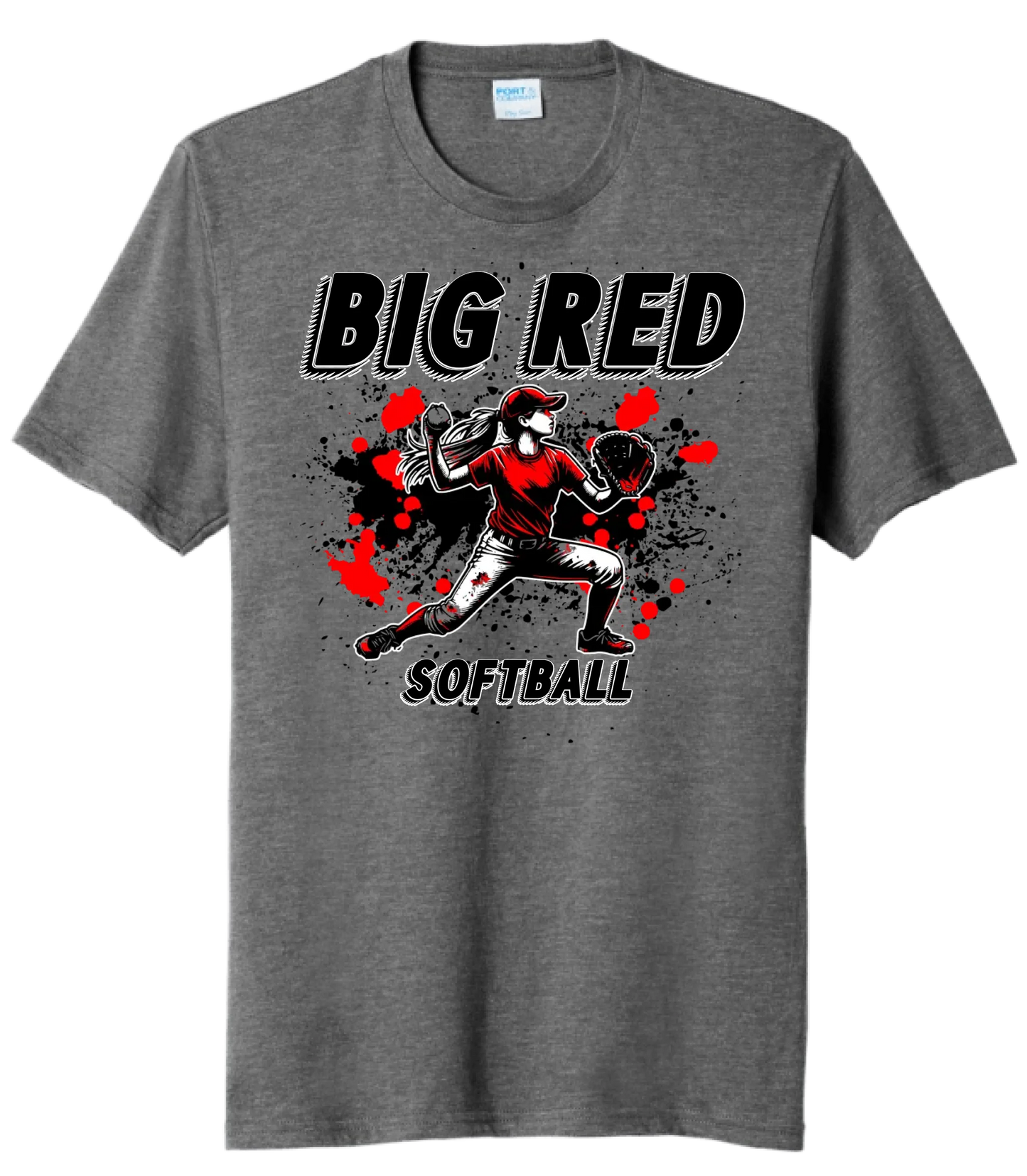 Softball Throw- Red and Black CUSTOM TEXT Tri-Blend Tee