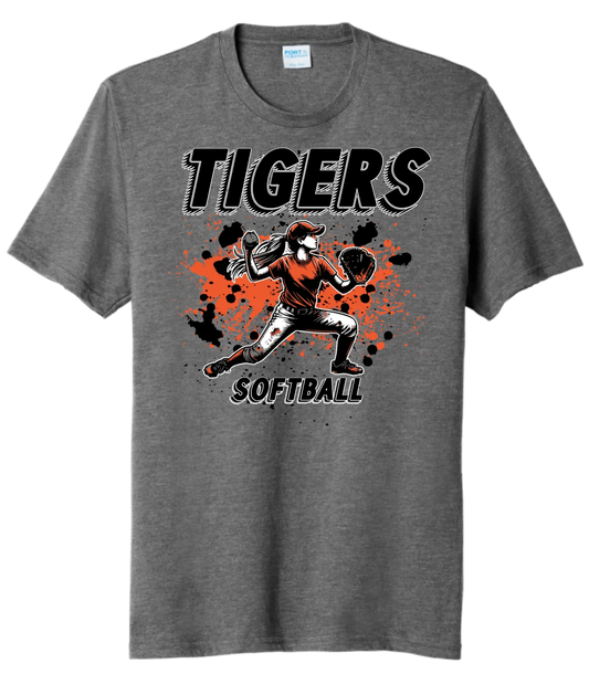 Softball Throw- Orange and Black CUSTOM TEXT Tri-Blend Tee