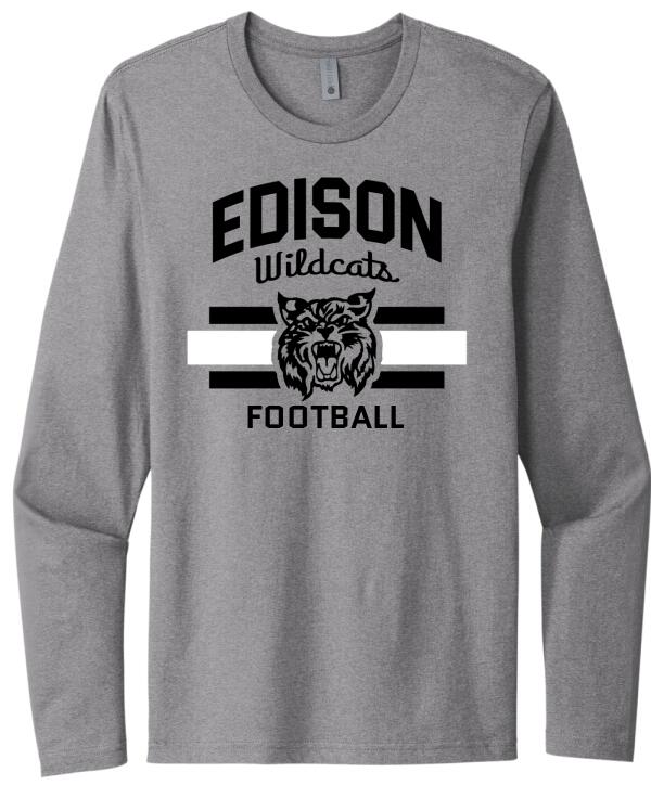 Edison Wildcats with Custom Text Next Level Cotton Long Sleeve Tee