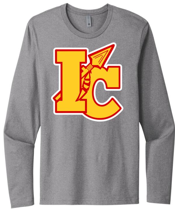 Indian Creek Logo on Gray Next Level Cotton Long Sleeve Tee