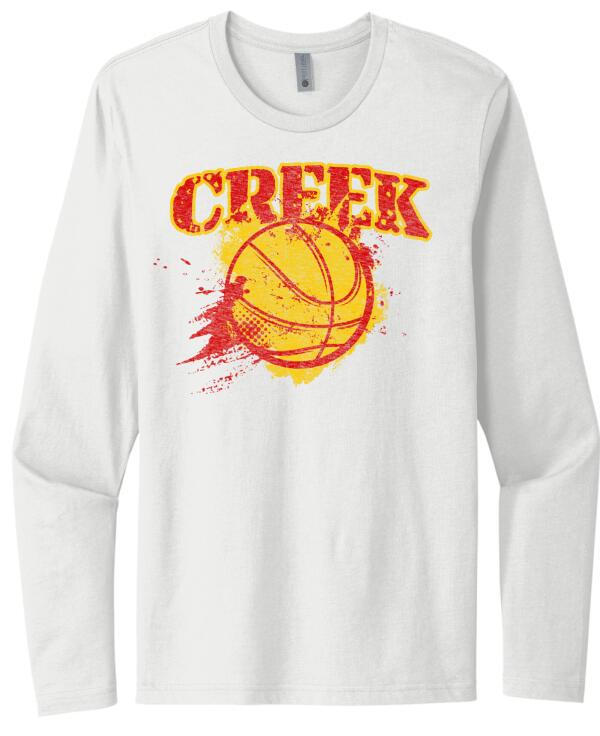 Indian Creek Basketball Splatter Next Level Cotton Long Sleeve Tee