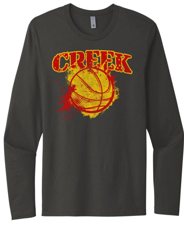 Indian Creek Basketball Splatter Next Level Cotton Long Sleeve Tee