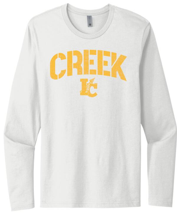 Indian Creek Distressed Stamp Next Level Cotton Long Sleeve Tee