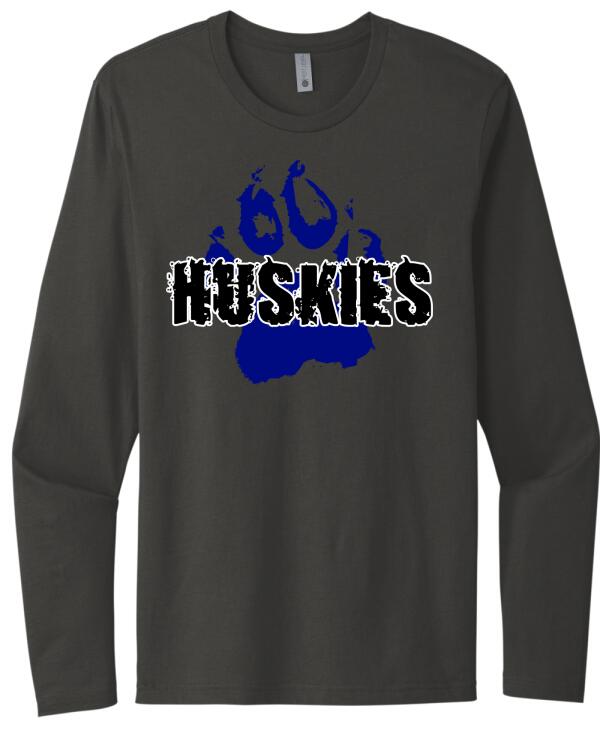 Harrison Central Huskies Distressed Paw Next Level Cotton Long Sleeve Tee