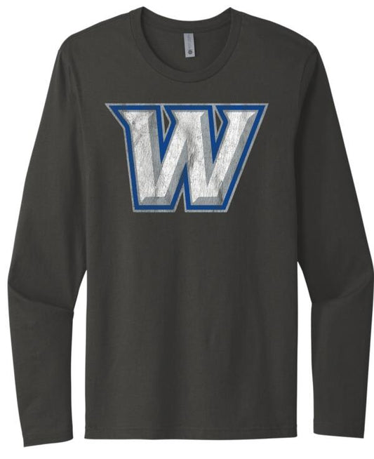 Warren Distressed Logo Next Level Cotton Long Sleeve Tee