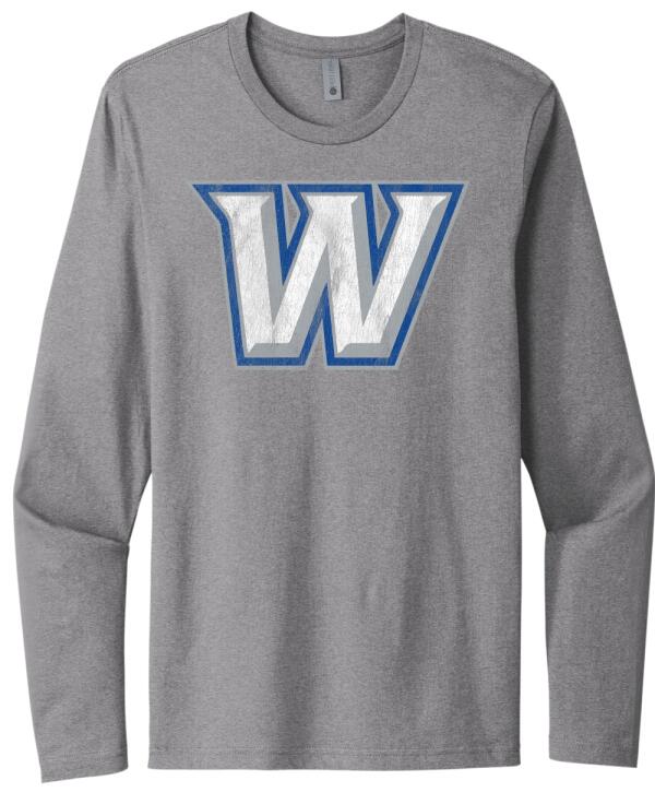 Warren Distressed Logo Next Level Cotton Long Sleeve Tee
