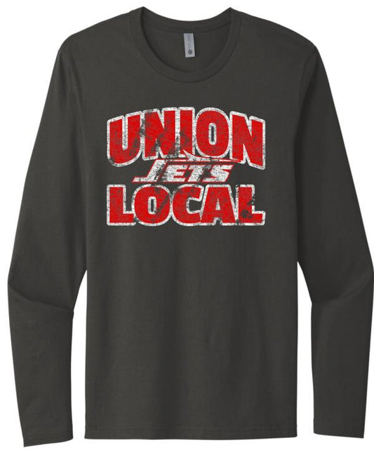 Union Local Jets Bold Distressed Next Level Cotton Sleeve Tee