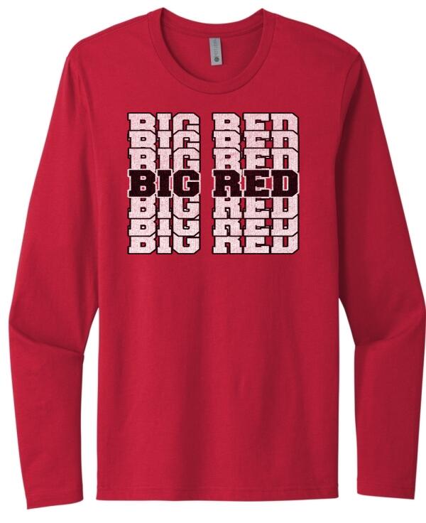 Steubenville Big Red Repeat Design Next Level Cotton Long Sleeve Tee
