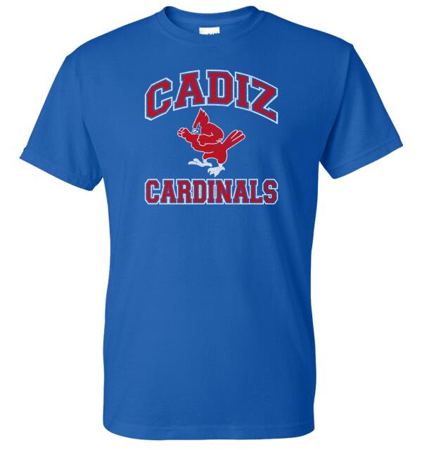 Cadiz Cardinals Vintage Fighting Distressed Gildan DryBlend T-Shirt