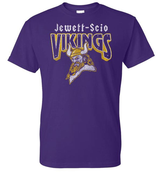 Jewett-Scio Vikings Rivets Distressed Design Gildan DryBlend T-Shirt