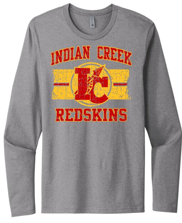 Indian Creek Distressed IC Wide Stripe Next Level Cotton Long Sleeve Tee