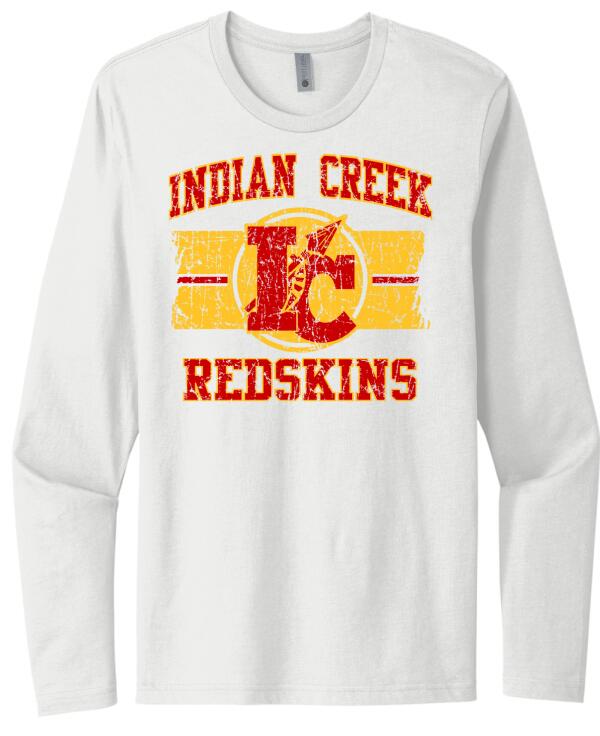 Indian Creek Distressed IC Wide Stripe Next Level Cotton Long Sleeve Tee