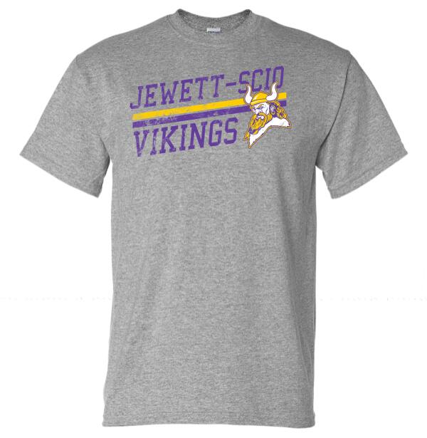 Jewett-Scio Vikings Rising Distressed Design Gildan DryBlend T