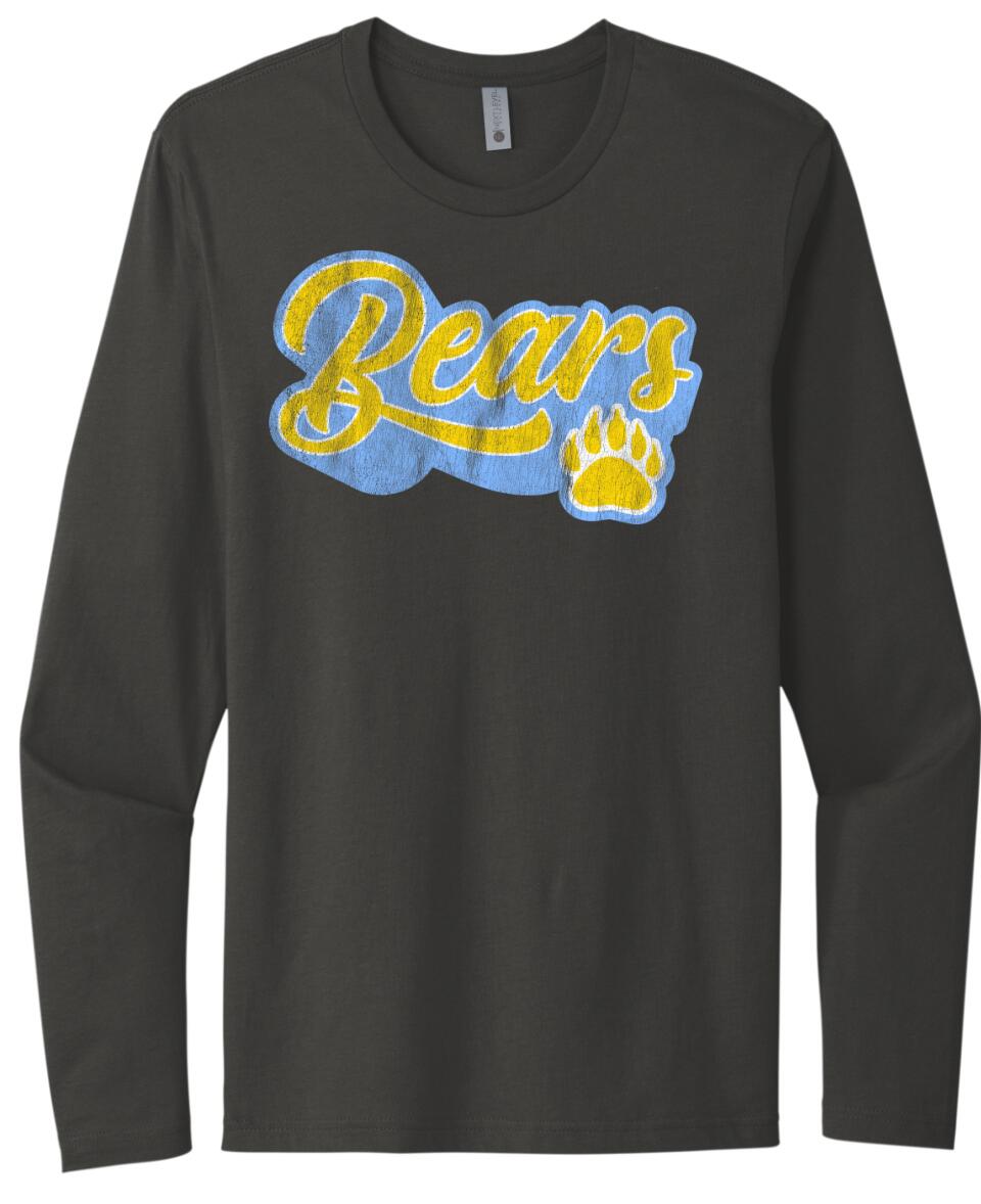 Oak Glen Distressed Script with Paw Gildan Next Level Cotton Long Sleeve Tee