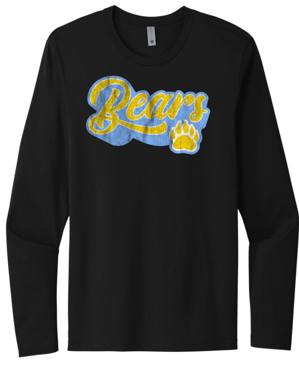 Oak Glen Distressed Script with Paw Gildan Next Level Cotton Long Sleeve Tee