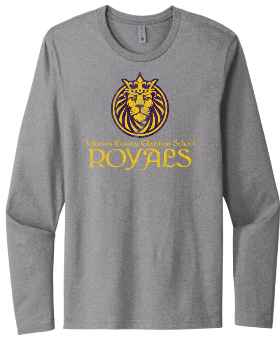Jefferson County Christian School Round Lion Distressed Next Level Cotton Long Sleeve Tee
