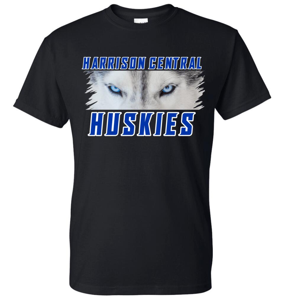 Harrison Central Huskies Blue Eyes Design Gildan DryBlend T-Shirt